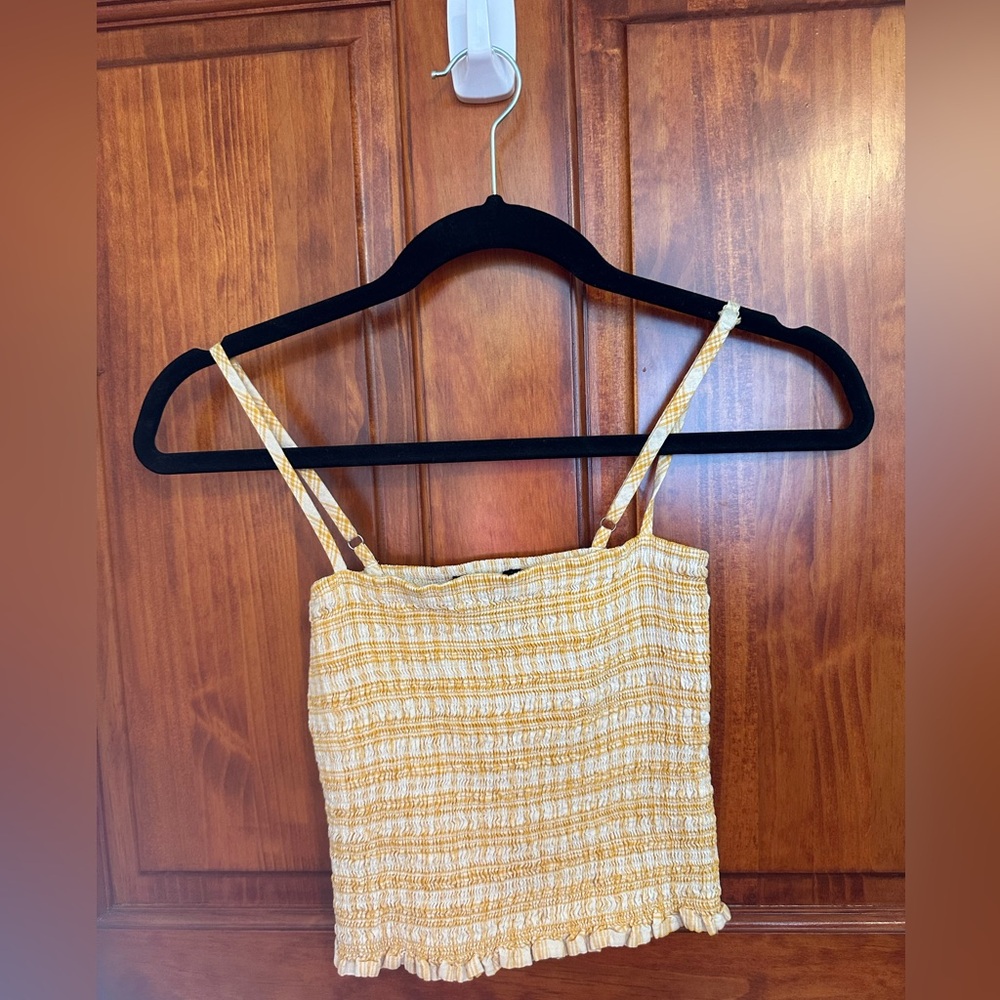 Yellow Smocked Spaghetti Strap Top